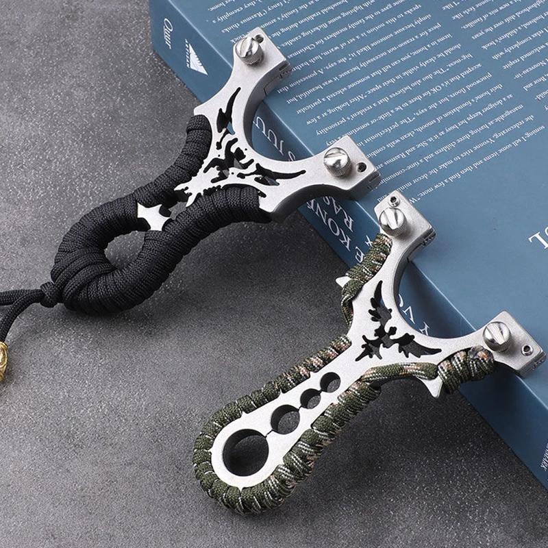 Laser Stainless Steel Slingshot 8020 Metal Flat Rubber Band High-precision Slingsshot Outdoor Fast Pressure Shooting Acessories