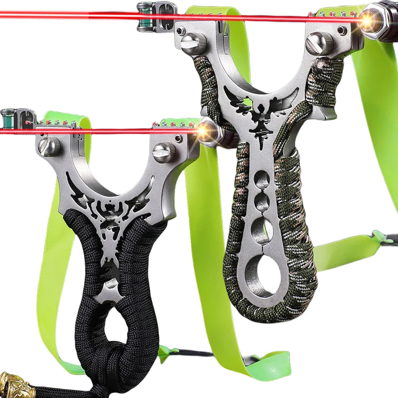Laser Stainless Steel Slingshot 8020 Metal Flat Rubber Band High-precision Slingsshot Outdoor Fast Pressure Shooting Acessories