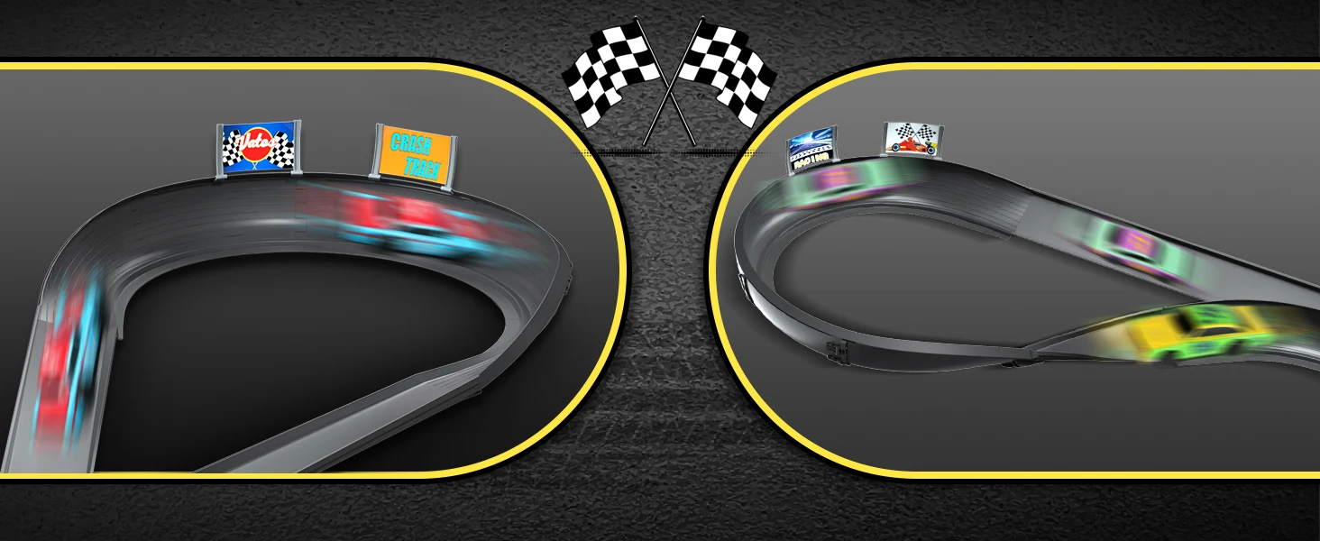 VATOS CRASH RACERS Track Speed Collision Racing Car Set Rechargeable Cars The Fast and The Furious Racing Toys Gifts Kids Game