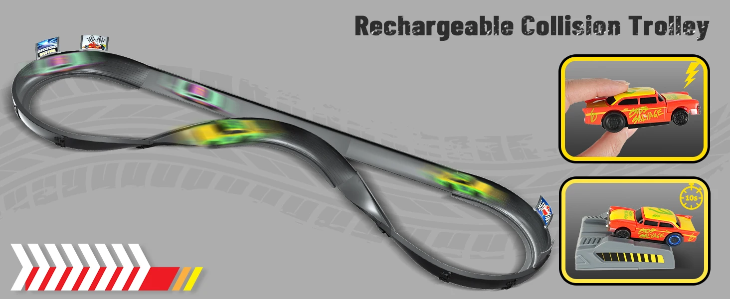 VATOS CRASH RACERS Track Speed Collision Racing Car Set Rechargeable Cars The Fast and The Furious Racing Toys Gifts Kids Game